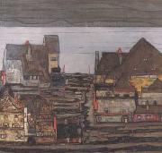 Egon Schiele Suburb I (mk12) oil painting on canvas